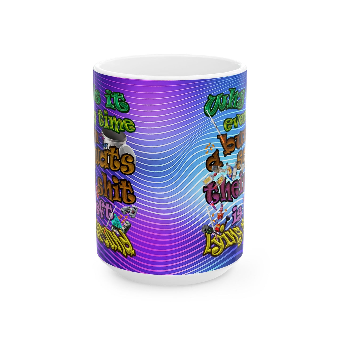 the bum's shit - White Mug (purple wave)