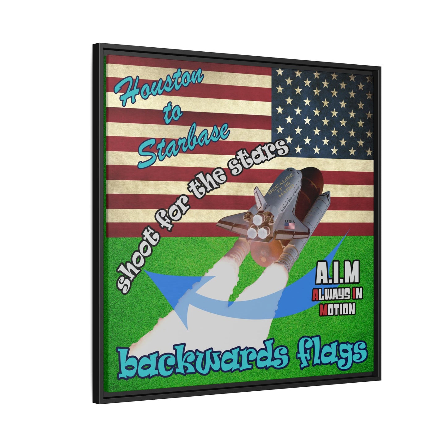 shoot for the stars - framed canvas art (green turf)