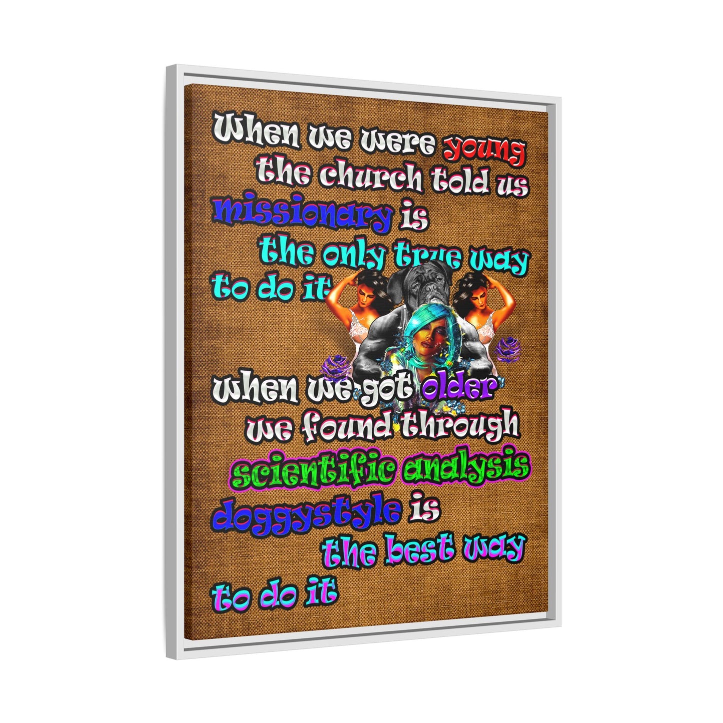 doggystyle - framed canvas art (brown papyrus)