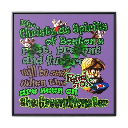 christmas spirits of boston - framed canvas art (light purple)