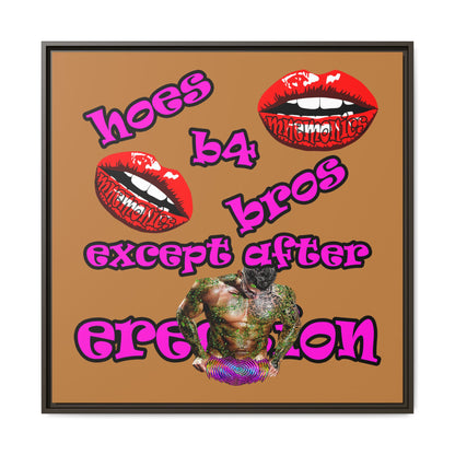 hoes b4 bros - framed canvas art (light brown)