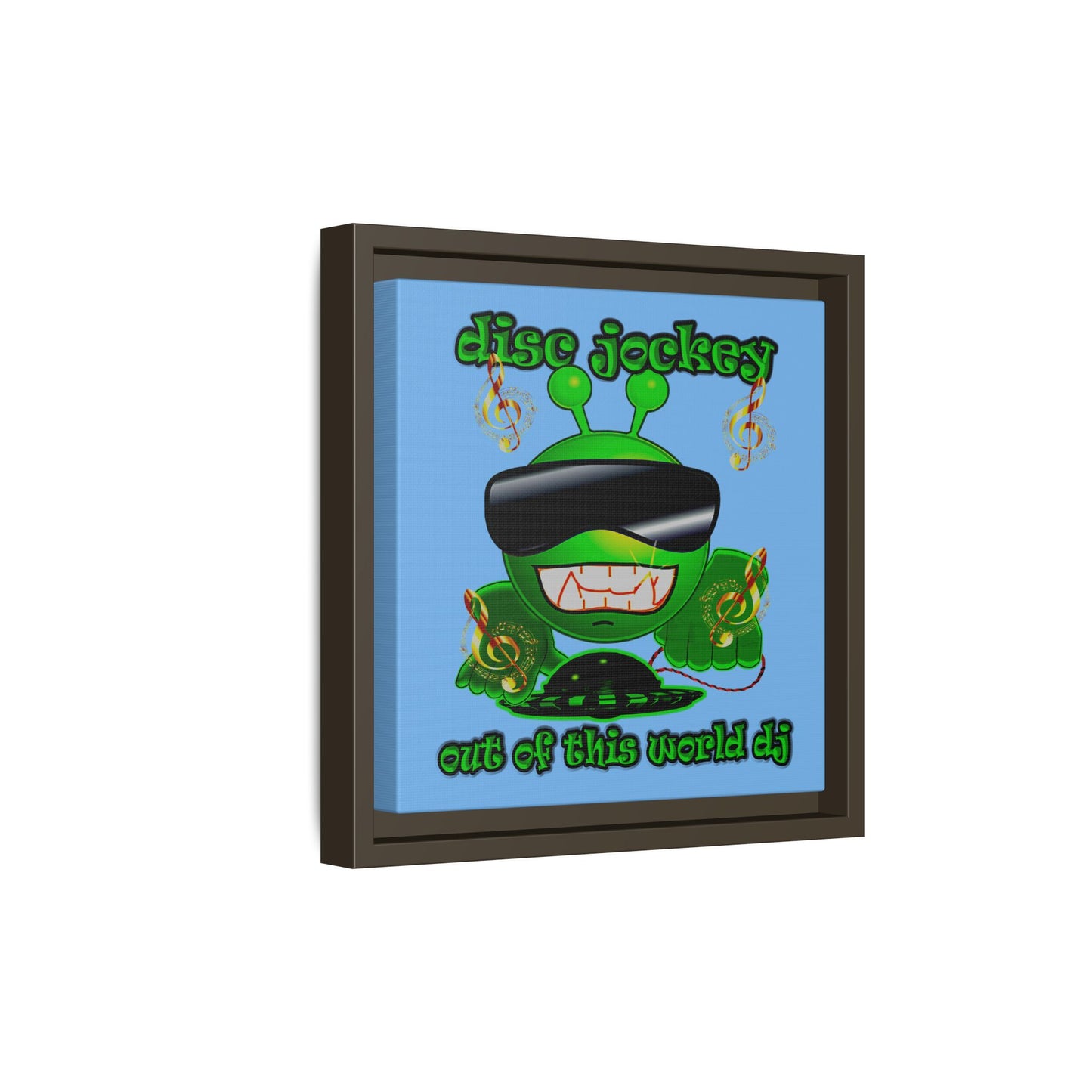disc jockey - framed canvas art (light blue)