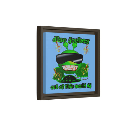 disc jockey - framed canvas art (light blue)