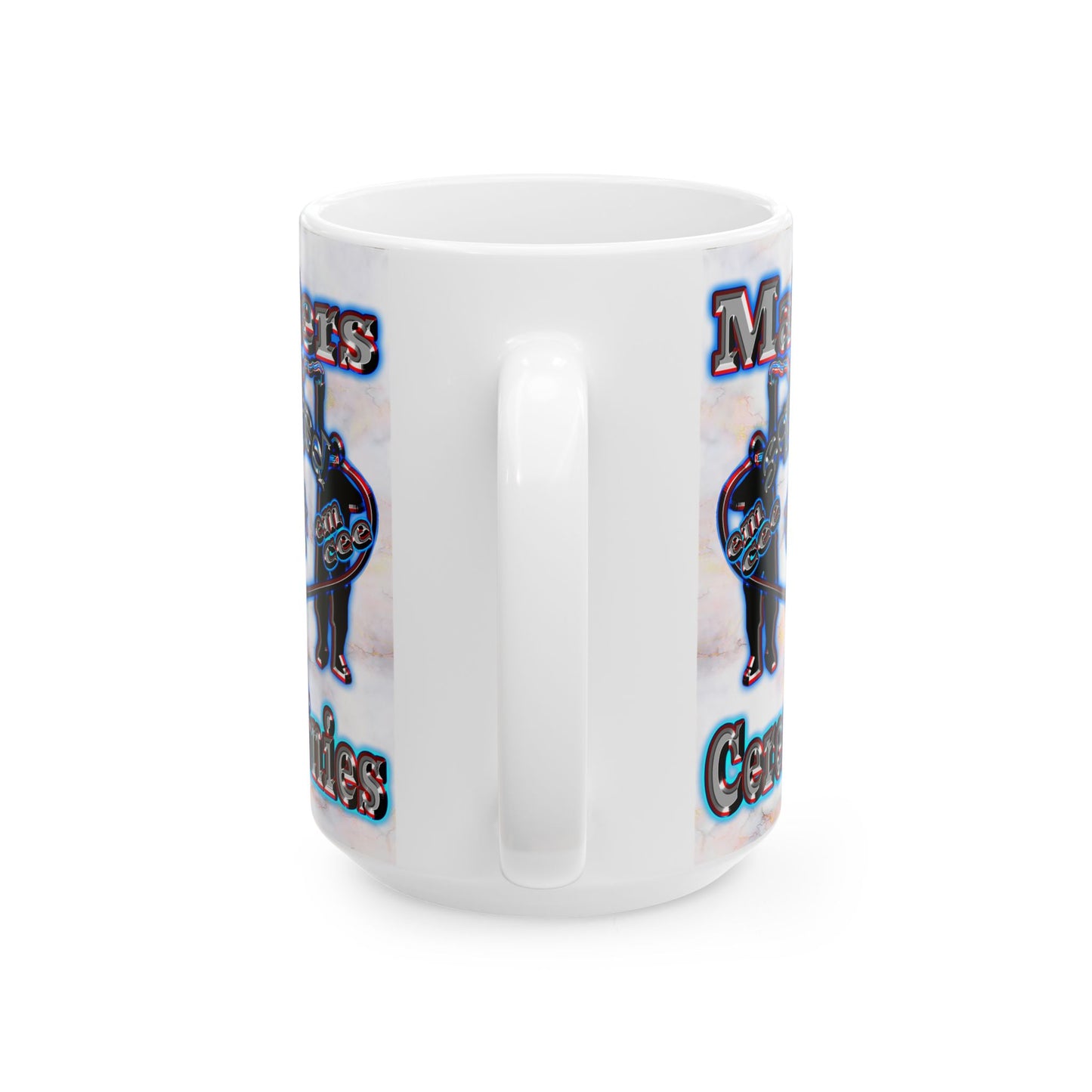 em cee squared - White Mug (white marble)