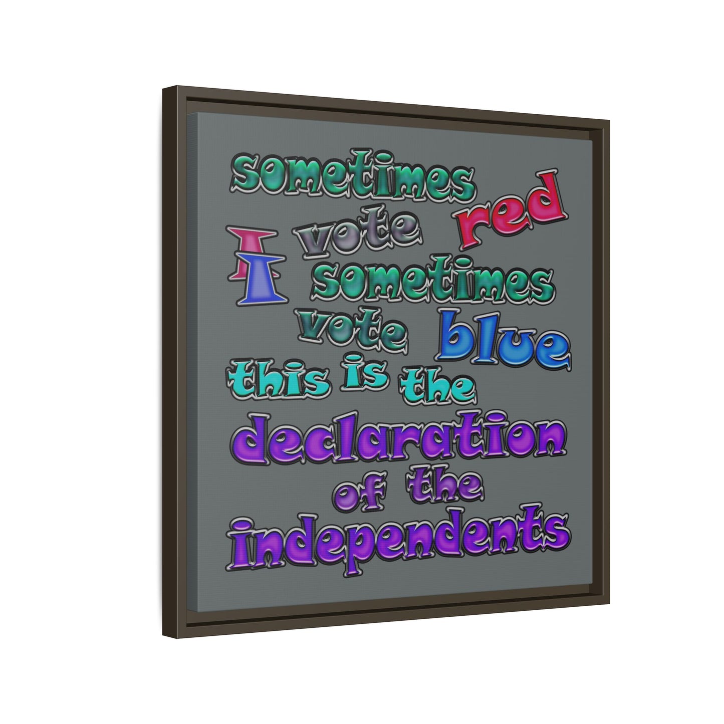 declaration of the independents - framed canvas art (dark grey)