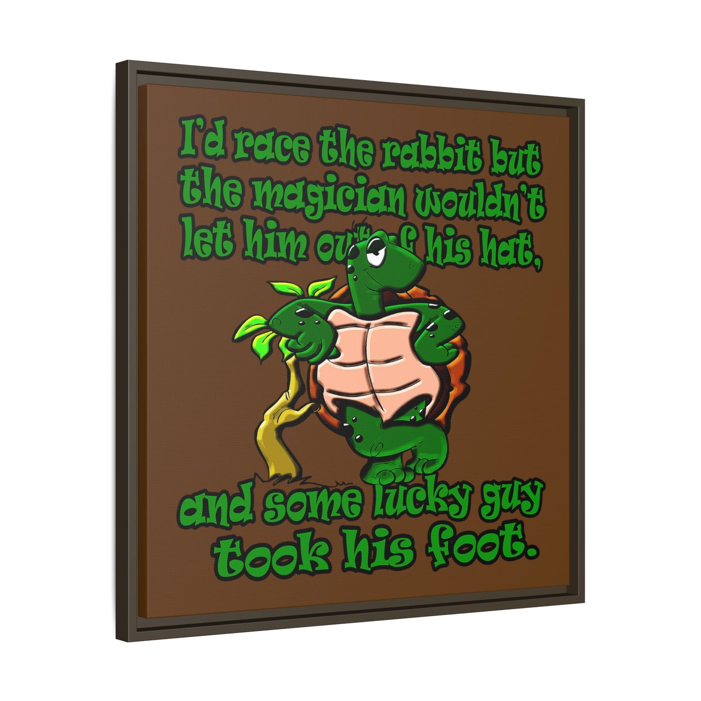 turtle race - framed canvas art (brown)