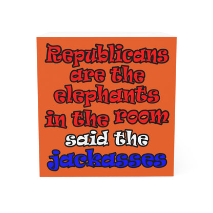donkeys and elephants - note cube (orange)