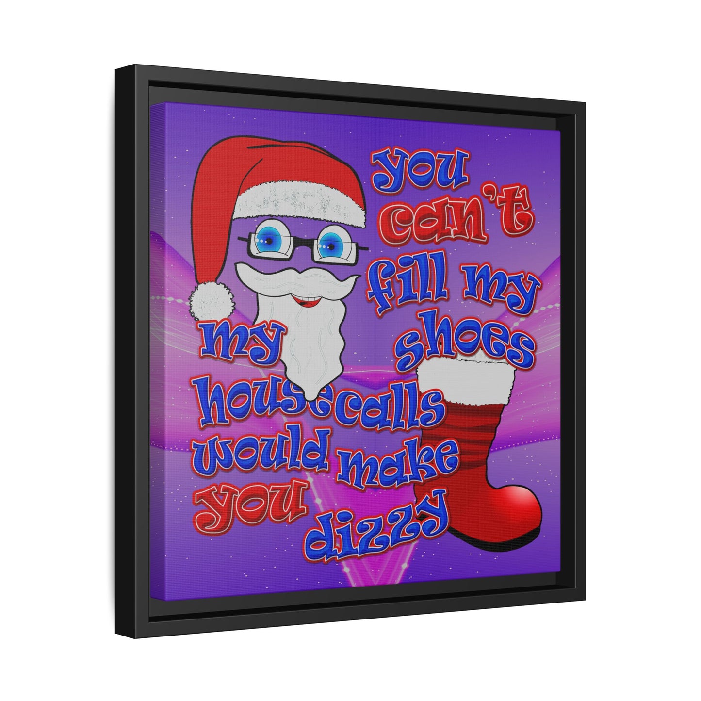 santa's shoes - framed canvas art (purple-pink wave)