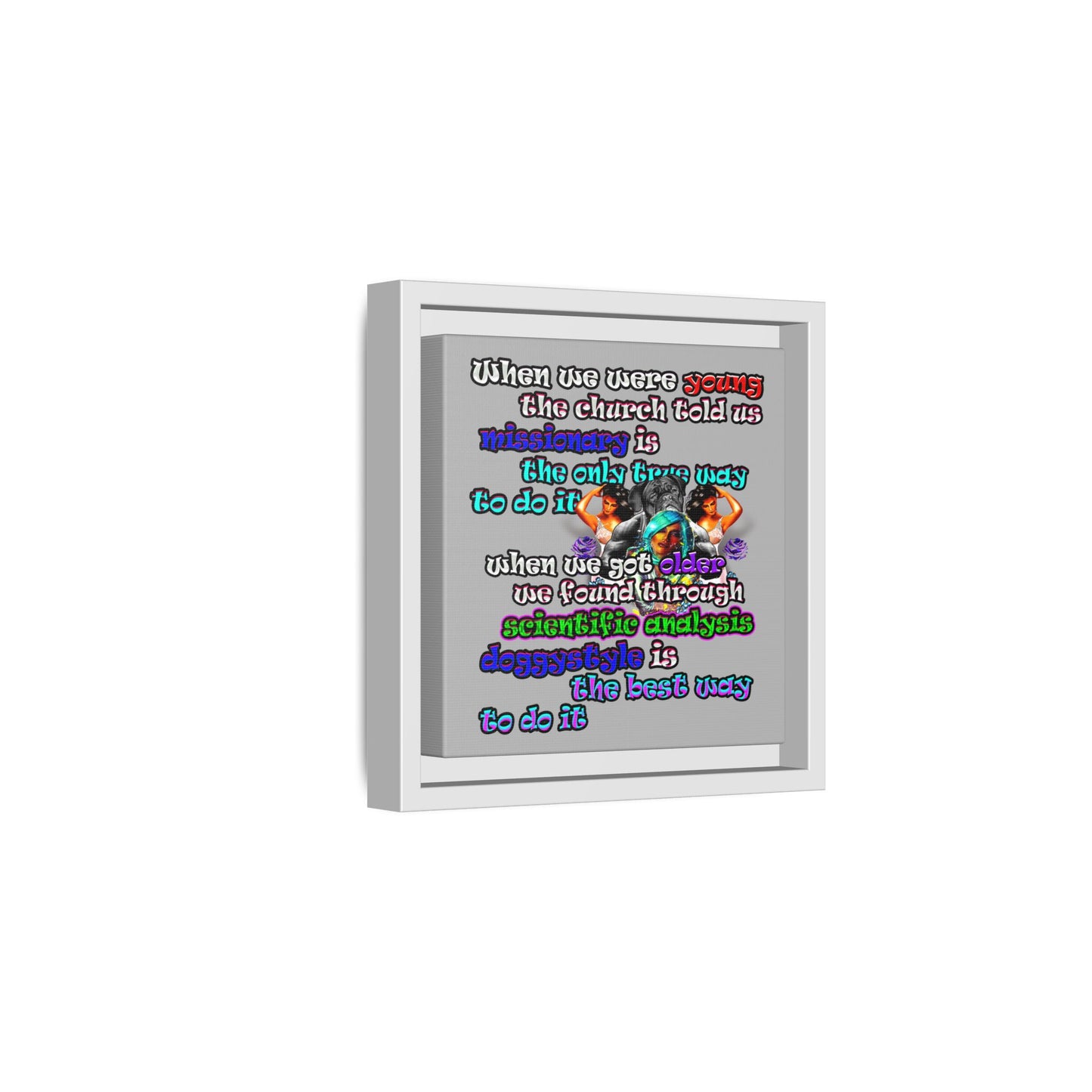 doggystyle - framed canvas art (light grey)