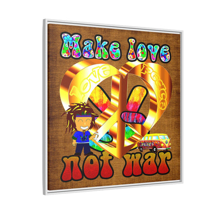 love peace - framed canvas art (brown papyrus)