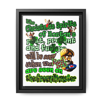 christmas spirits of boston - framed canvas art (white)