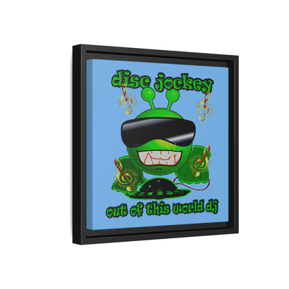 disc jockey - framed canvas art (light blue)