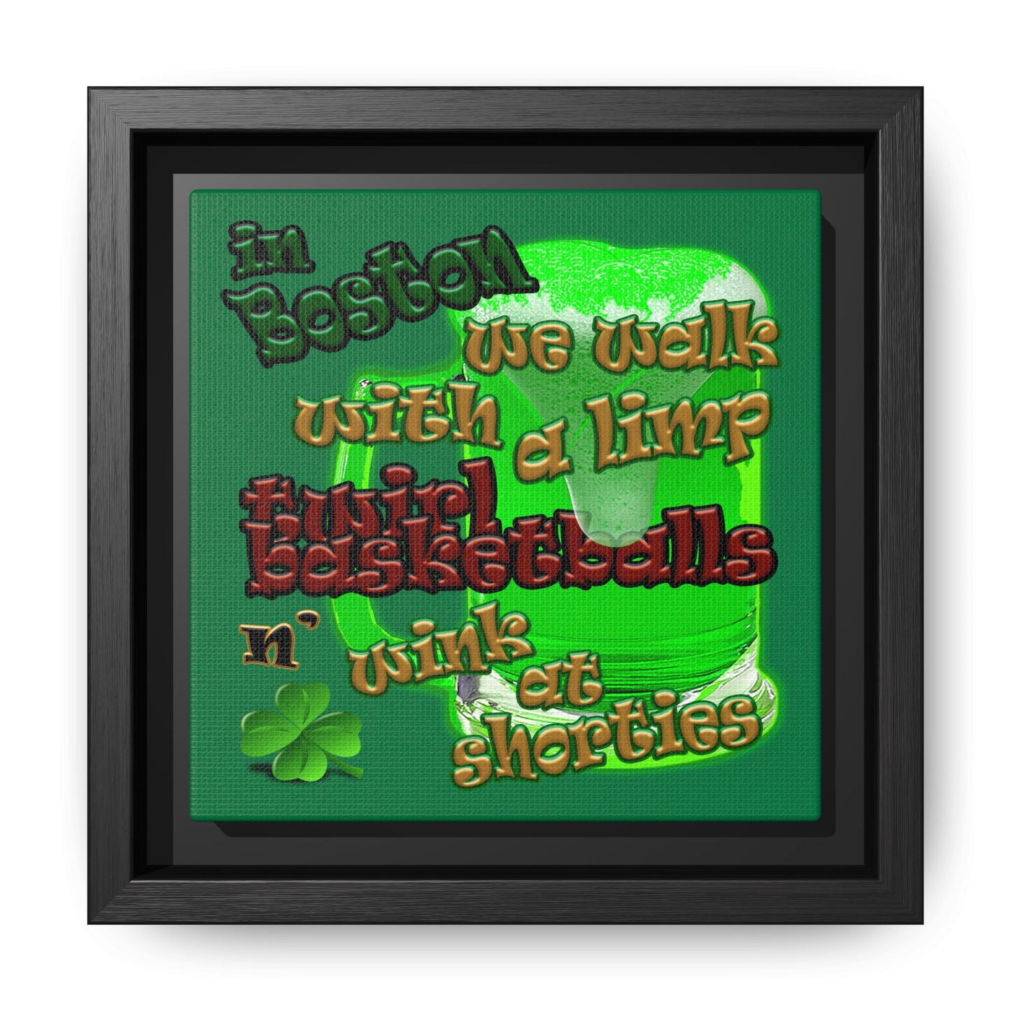 celtics logo - framed canvas art (dark green)