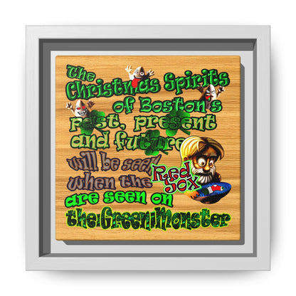 christmas spirits of boston - framed canvas art (butterscotch wood finish)