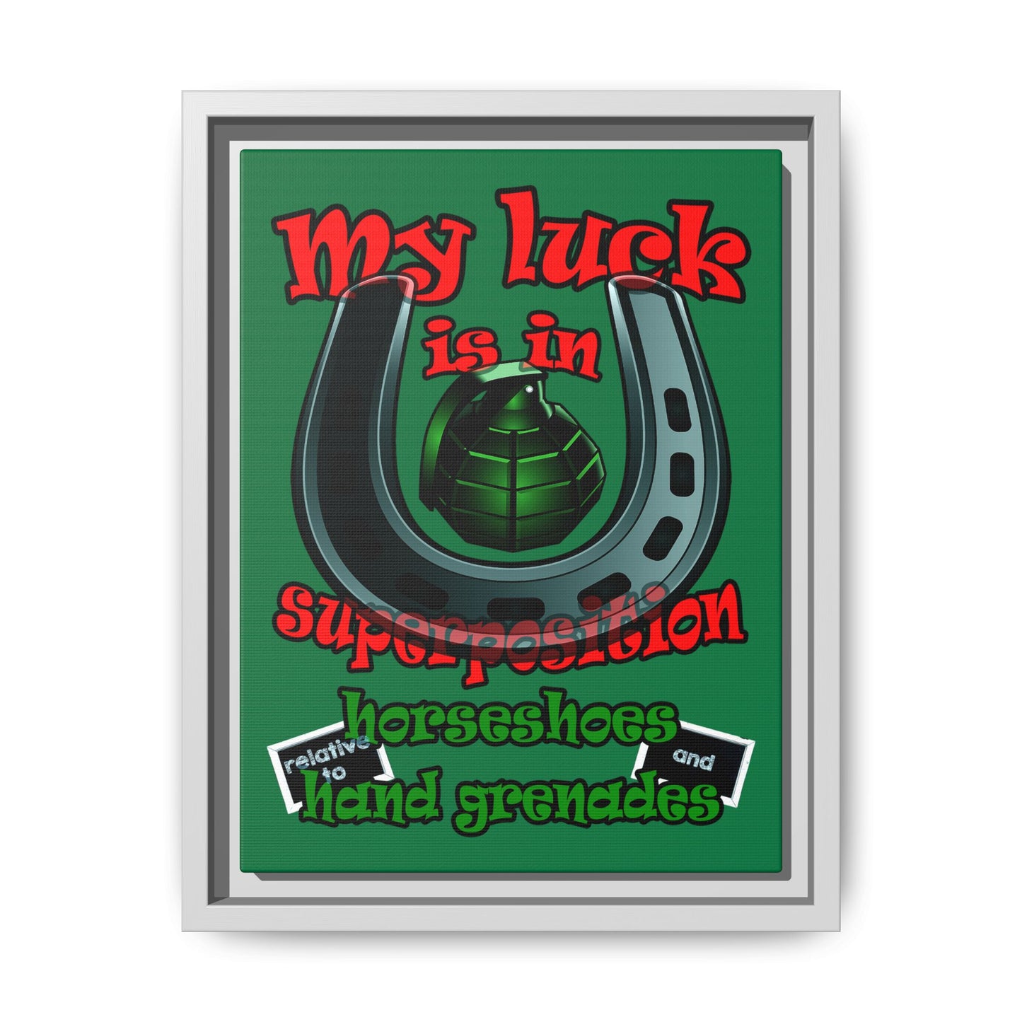 my luck - framed canvas art (dark green)