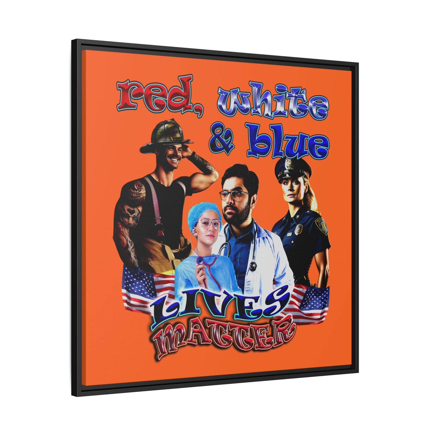 rw&b lives matter - framed canvas art (orange)