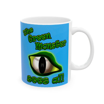 green monster - White Mug (light blue-purple wave)