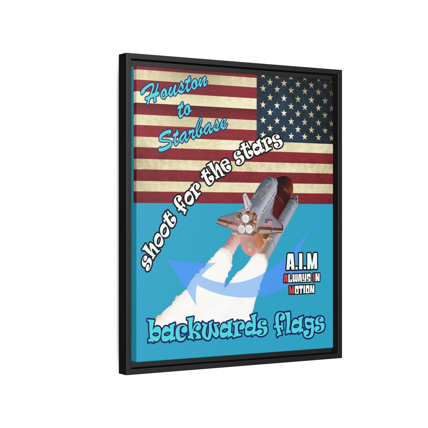 shoot for the stars - framed canvas art (turquoise)