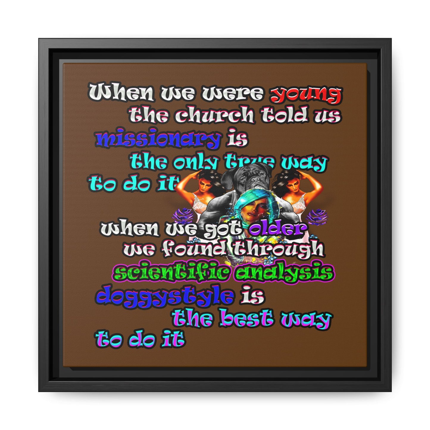 doggystyle - framed canvas art (brown)