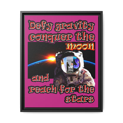 defy conquer reach - framed canvas art (pink)