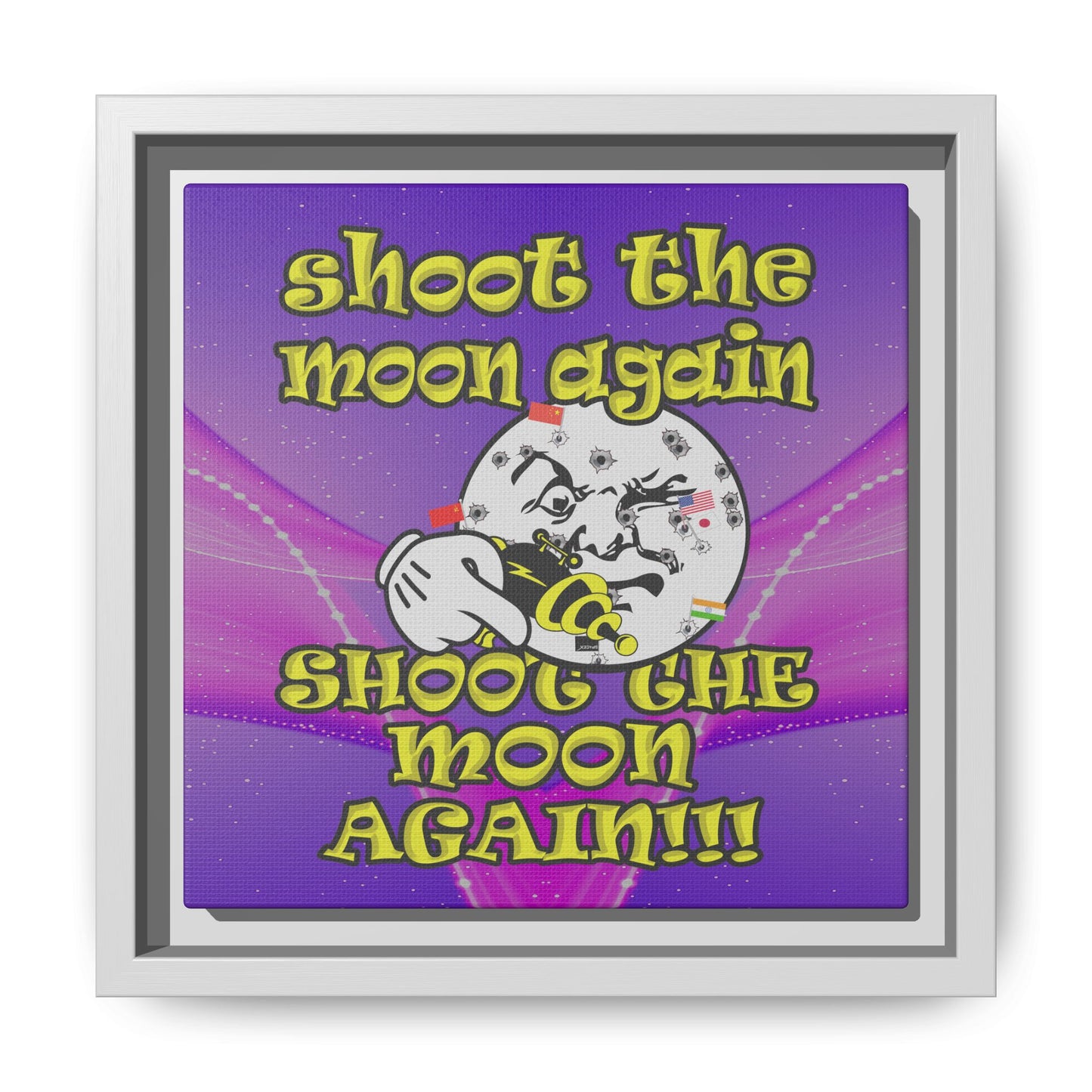 shoot the moon again - framed canvas art (purple-pink wave)