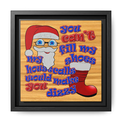 santa's shoes - framed canvas art (butterscotch wood finish)