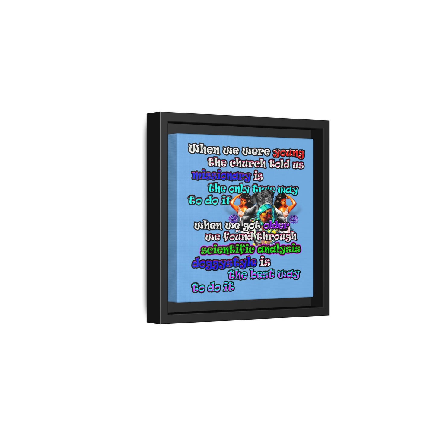 doggystyle - framed canvas art (light blue)