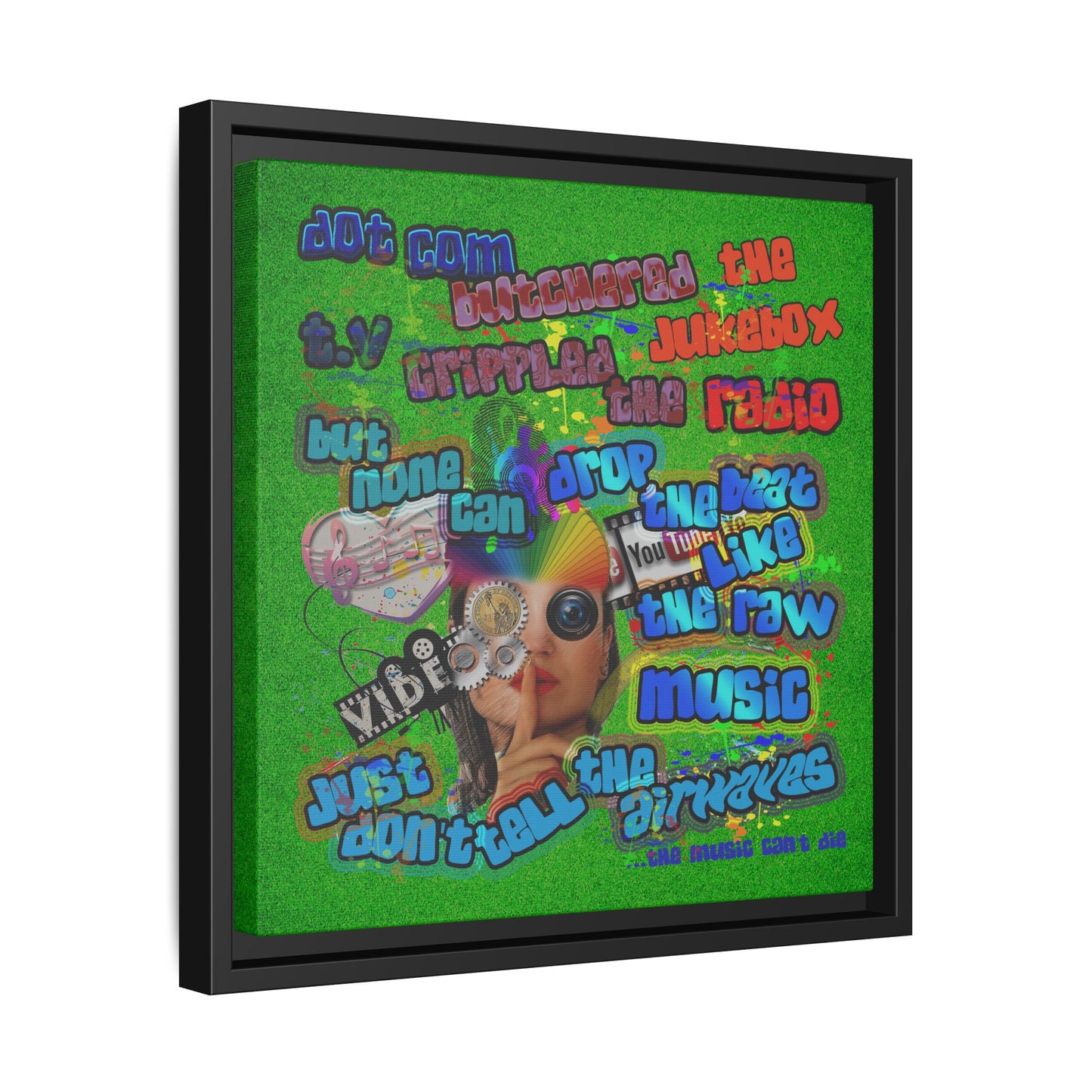 drop the beat - framed canvas art (green turf)
