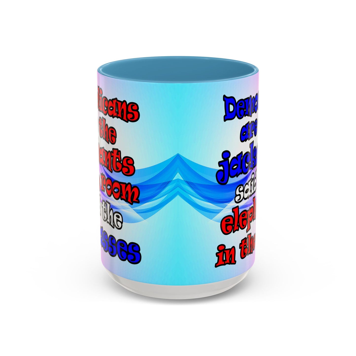 donkeys and elephants - Accent Mug (light blue-pink wave)
