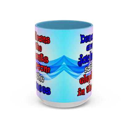 donkeys and elephants - Accent Mug (light blue-pink wave)