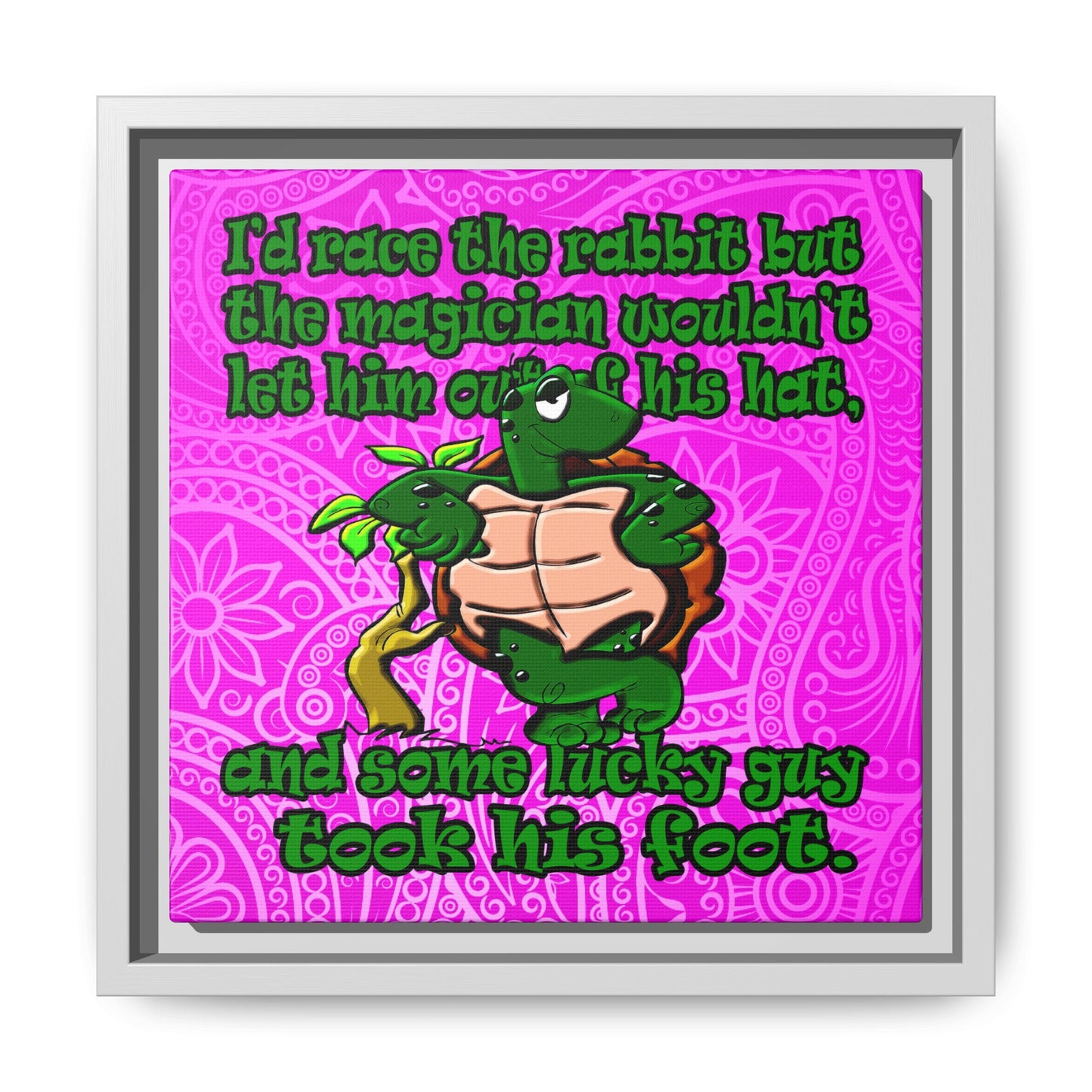 turtle race - framed canvas art (pink swirl)