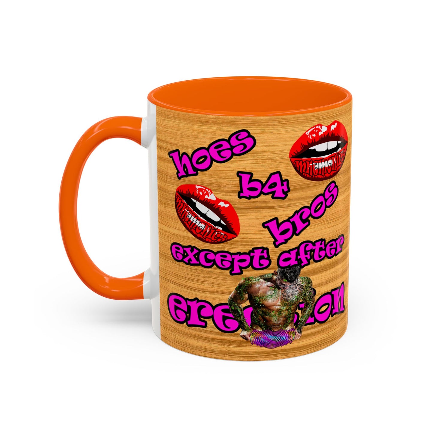 hoes b4 bros - Accent Mug (butterscotch wood finish)