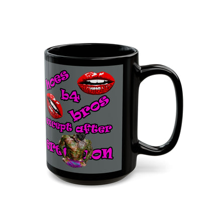 hoes b4 bros - Black Mug (dark grey)