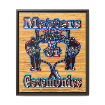 em cee squared - framed canvas art (butterscotch wood finish)