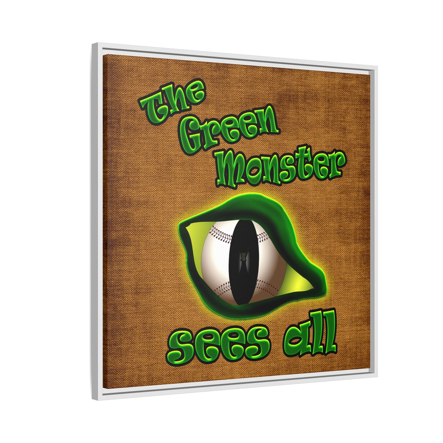 green monster - framed canvas art (brown papyrus)