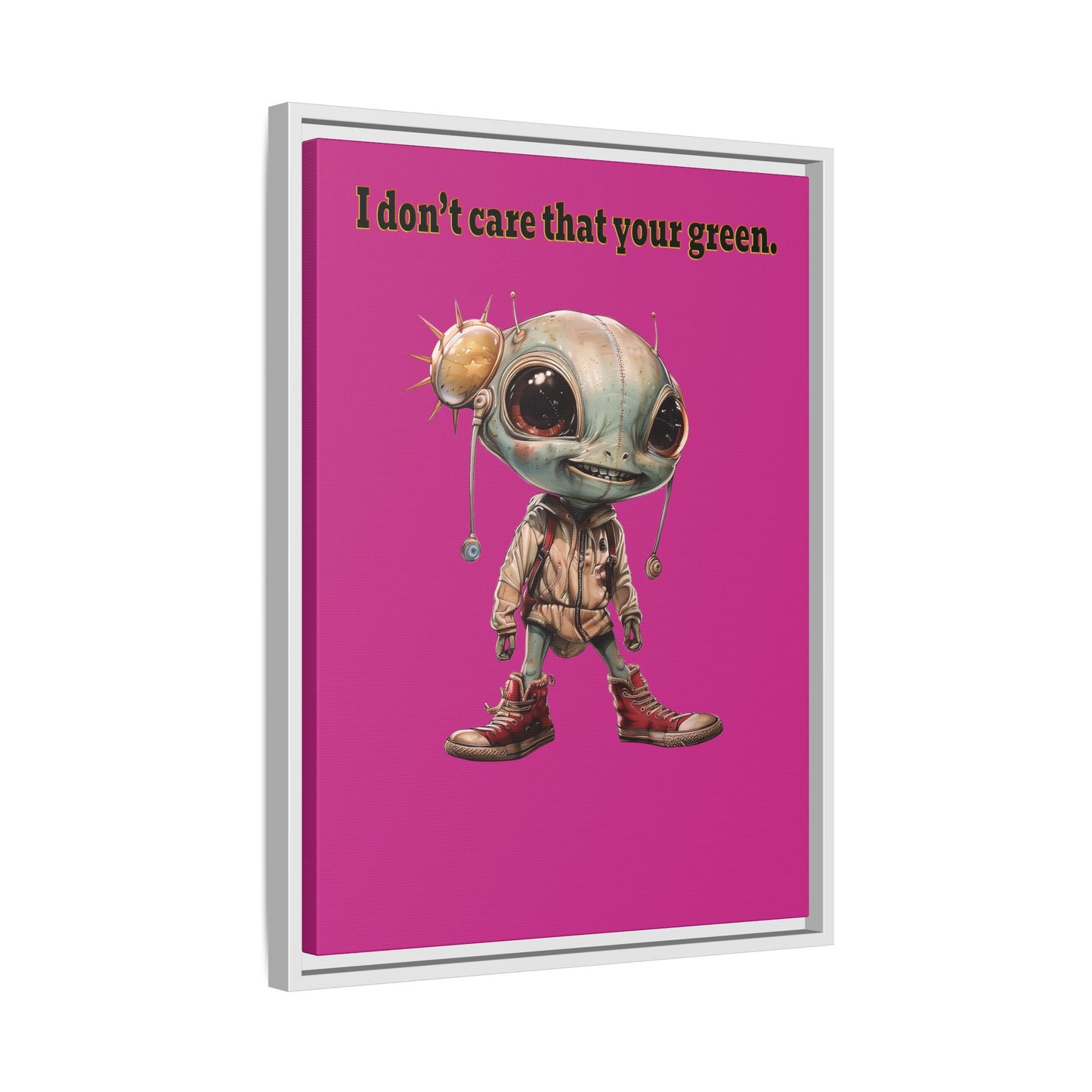 I don't care that your green - framed canvas art (pink)