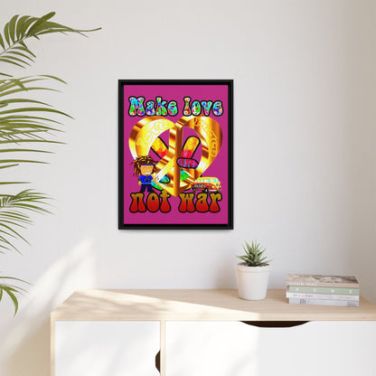 love peace - framed canvas art (pink)