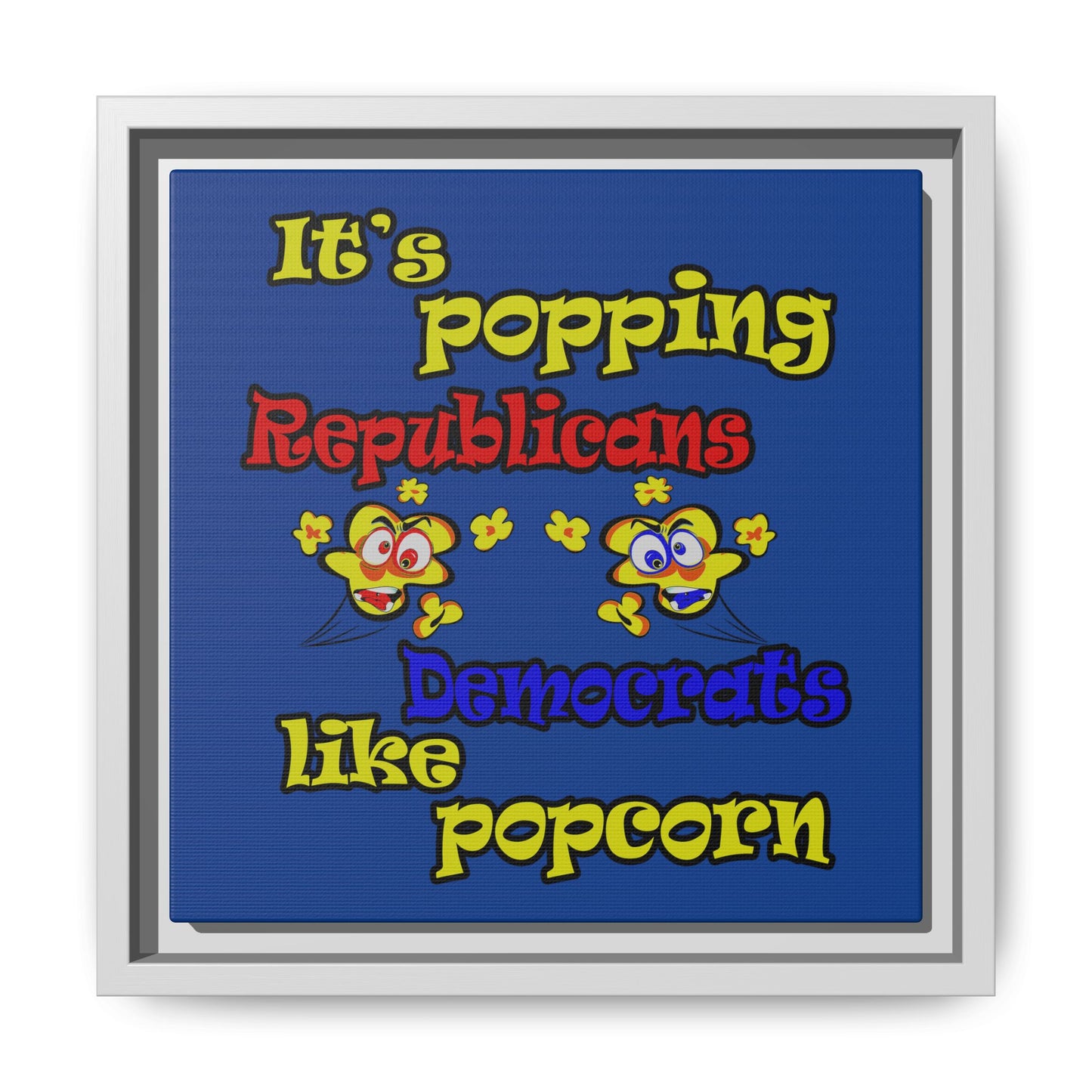 popping like popcorn - framed canvas art (dark blue)