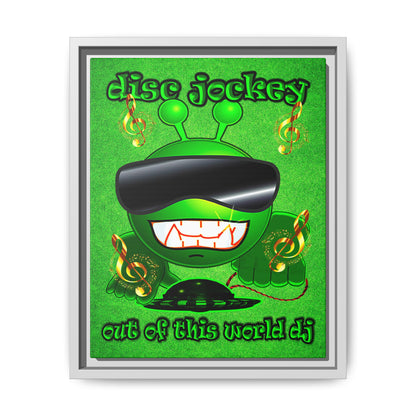 disc jockey - framed canvas art (green turf)