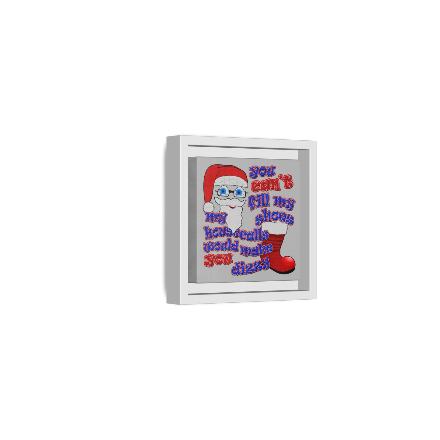 santa's shoes - framed canvas art (light grey)