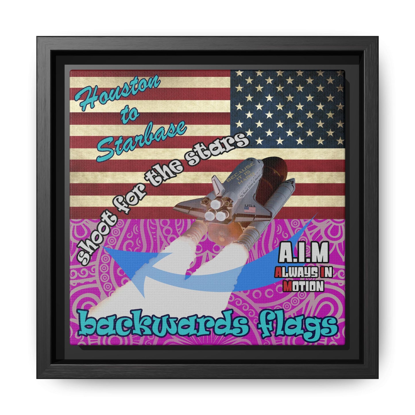 shoot for the stars - framed canvas art (pink swirl)