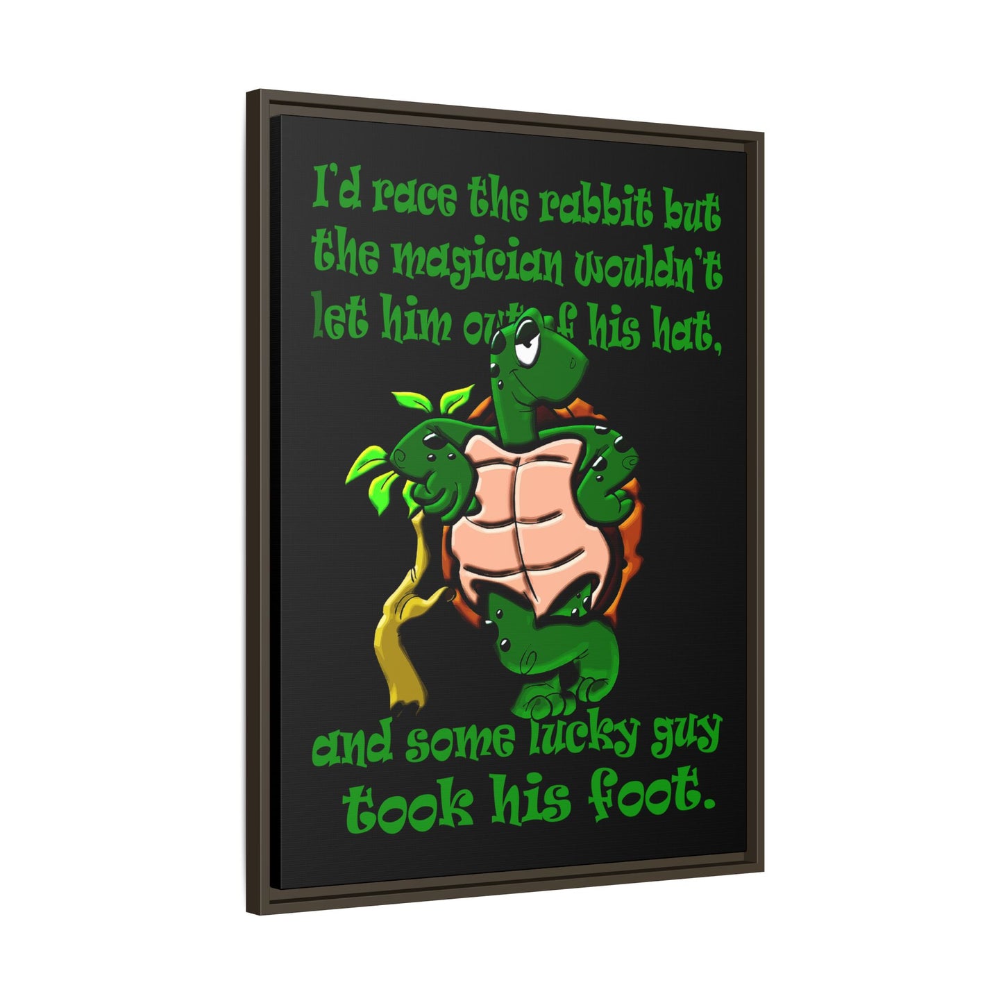 turtle race - framed canvas art (black)