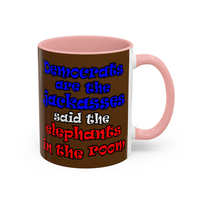 donkeys and elephants - Accent Mug (brown)