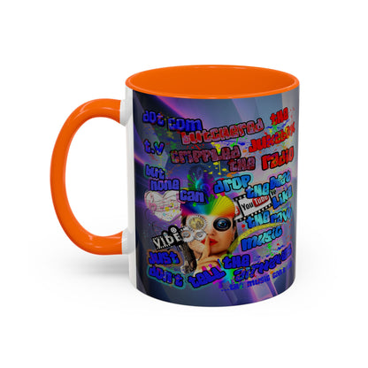 drop the beat - Accent Mug (grey-pink wave)