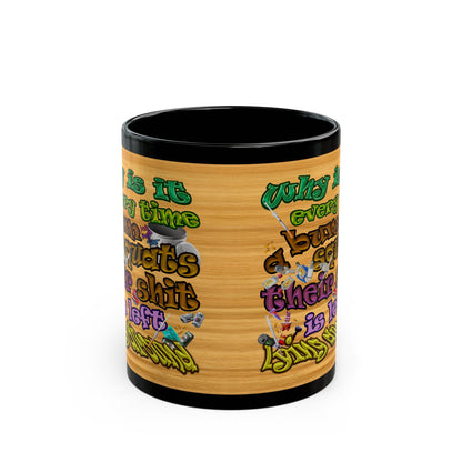 the bum's shit - Black Mug (butterscotch wood finish)
