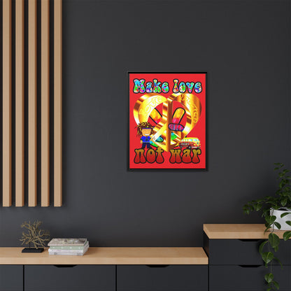 love peace - framed canvas art (red)