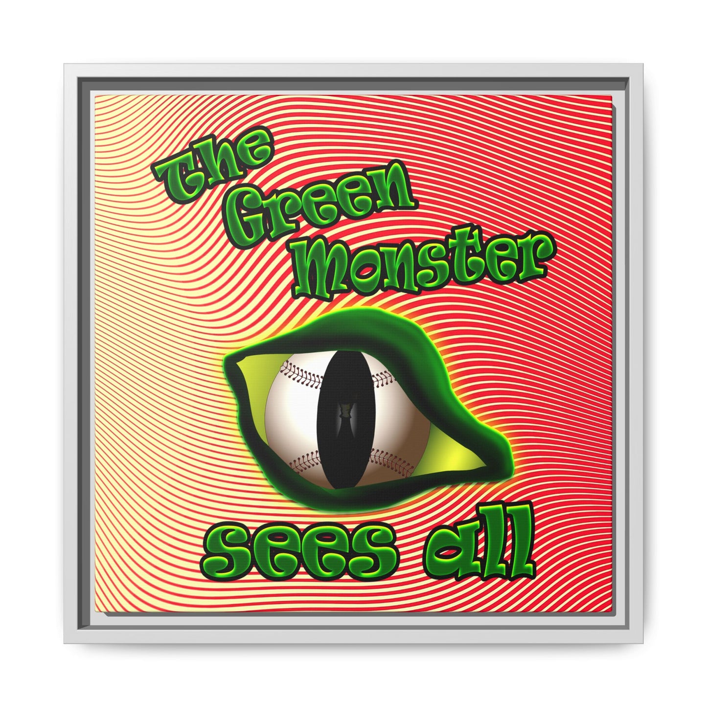 green monster - framed canvas art (yellow-orange wave)