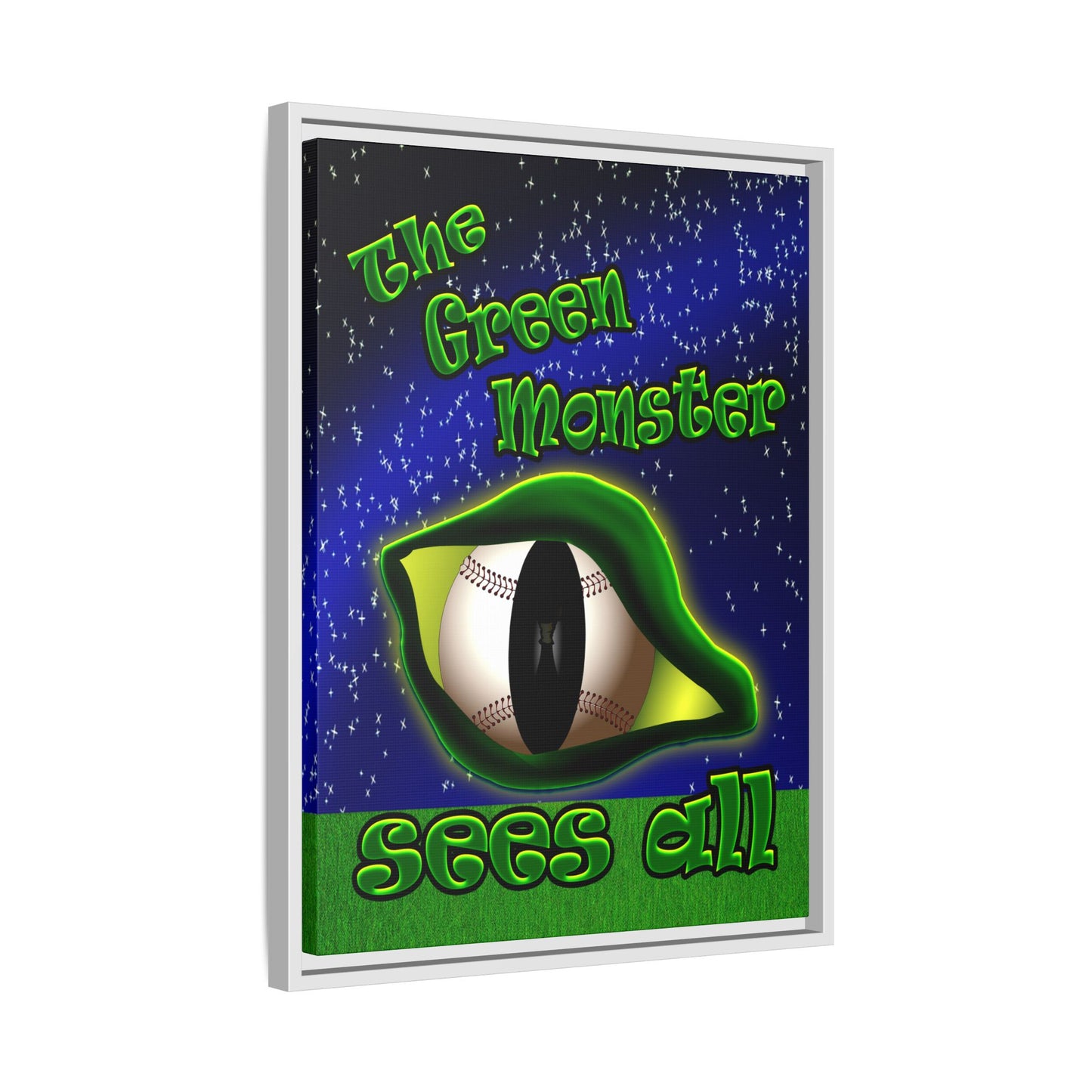 green monster - framed canvas art ('snoops' background)