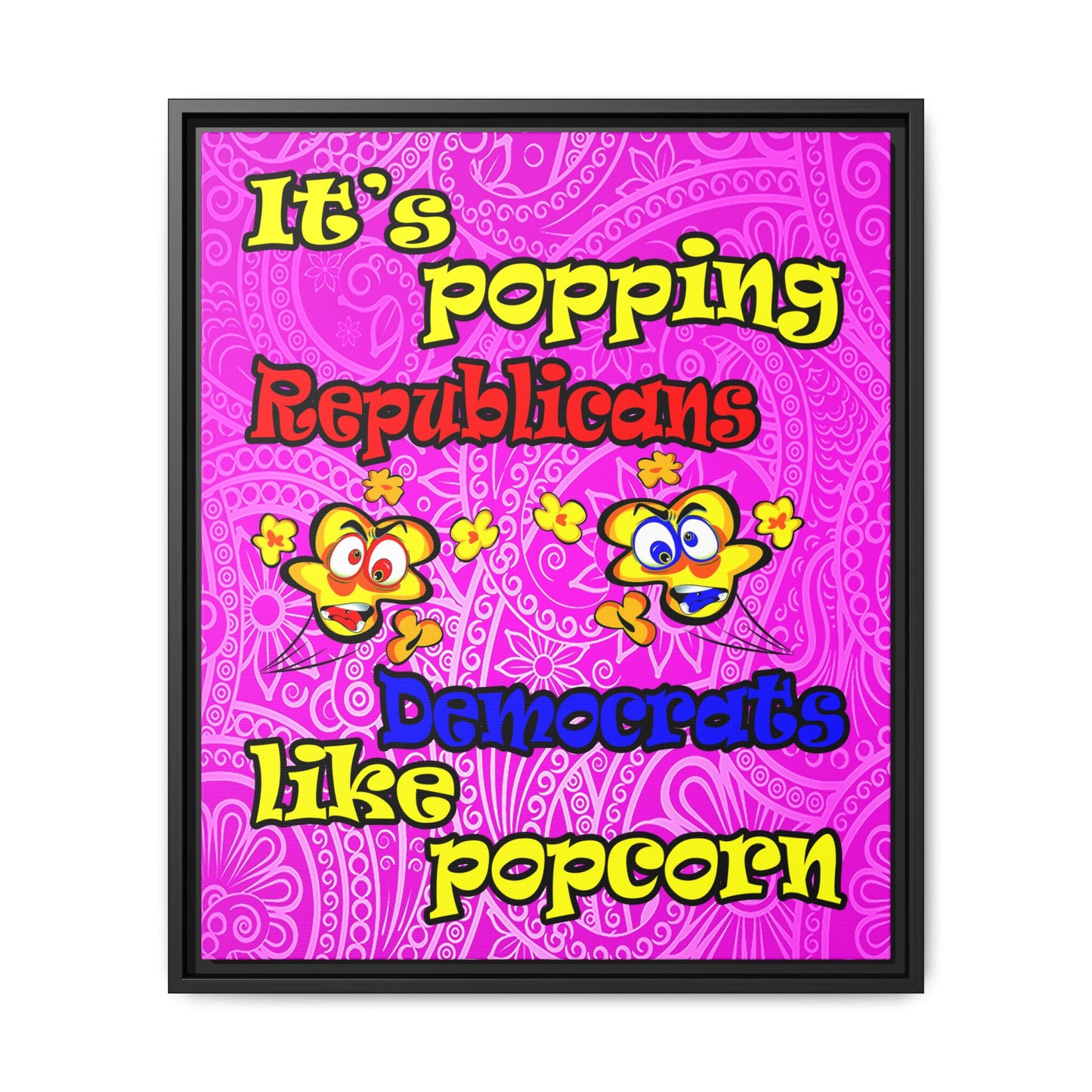 popping like popcorn - framed canvas art (pink swirl)