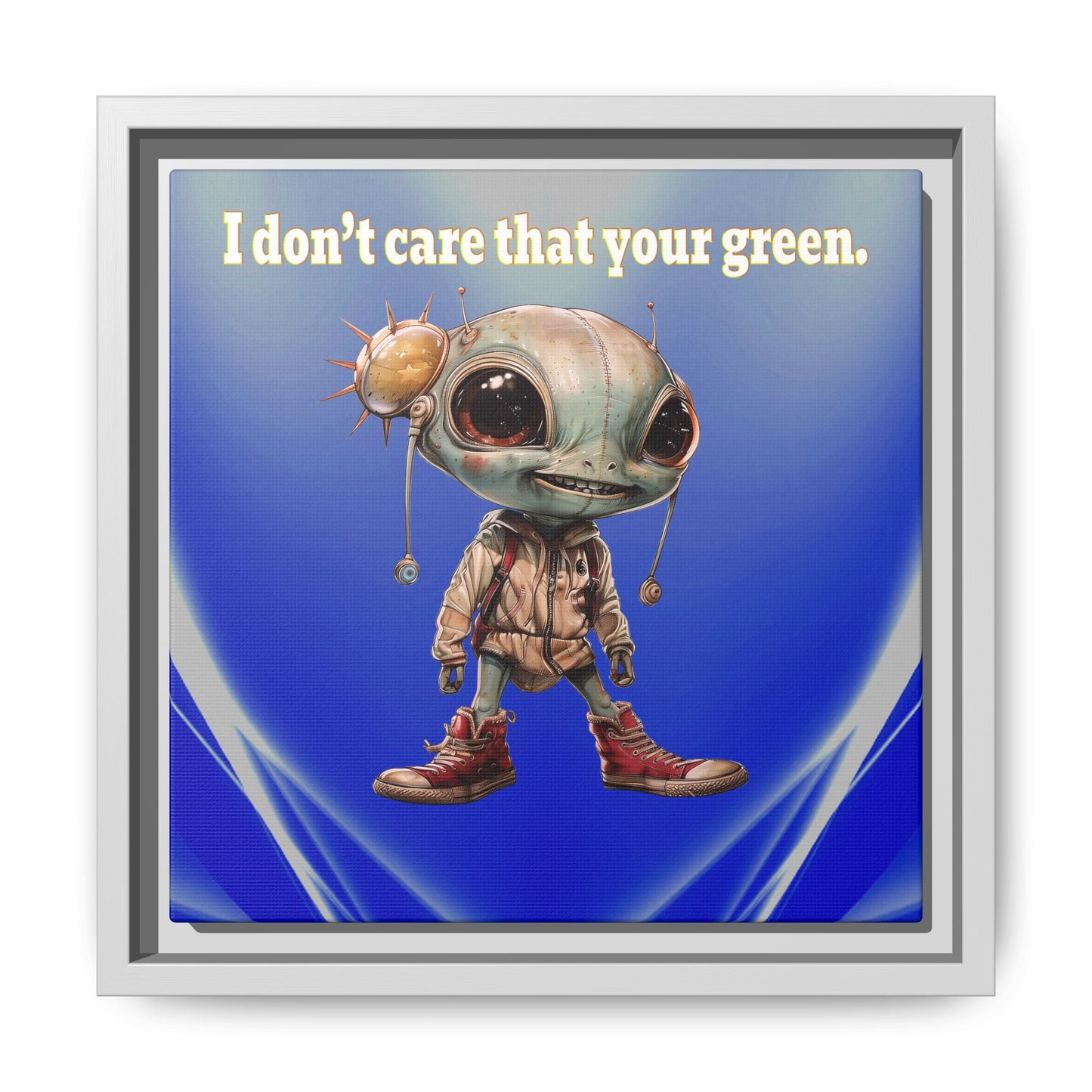 I don't care that your green - framed canvas art (blue-white wave)